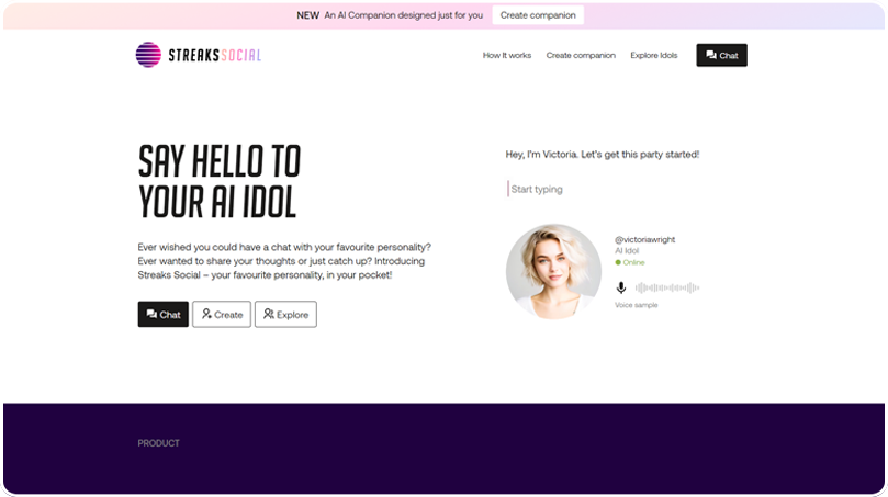 Streaks AI website interface developed by Solusent